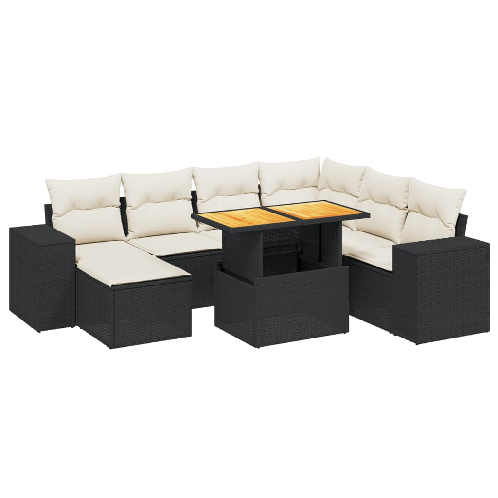 Set Divani da Giardino con Cuscini 8 pz Nero in Polyrattan