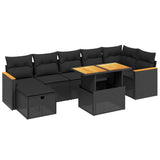 Set Divani da Giardino con Cuscini 8 pz Nero in Polyrattan