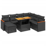 Set Divani da Giardino con Cuscini 8 pz Nero in Polyrattan