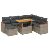 Set Divano da Giardino 8 pz con Cuscini Grigio in Polyrattan