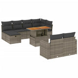 Set Divani da Giardino 11 pz con Cuscini in Polyrattan Grigio