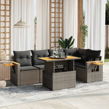 Set Divano da Giardino 6 pz con Cuscini Grigio in Polyrattan