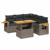 Set Divano da Giardino 6 pz con Cuscini Grigio in Polyrattan