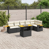 Set Divani da Giardino con Cuscini 7pz Nero Polyrattan