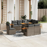 Set Divano da Giardino 9 pz con Cuscini Grigio in Polyrattan