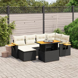 Set Divani da Giardino con Cuscini 7pz Nero Polyrattan