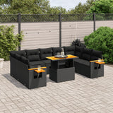 Set Divani da Giardino 11 pz con Cuscini in Polyrattan Nero