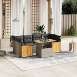 Set Divani da Giardino 7 pz con Cuscini Grigio in Polyrattan