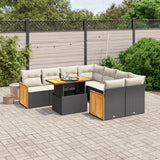 Set Divani da Giardino 9 pz con Cuscini Nero in Polyrattan