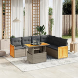 Set Divani da Giardino 7 pz con Cuscini Grigio in Polyrattan