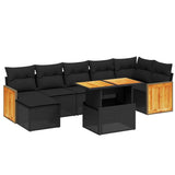 Set Divani da Giardino con Cuscini 8 pz Nero in Polyrattan