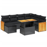 Set Divani da Giardino con Cuscini 8 pz Nero in Polyrattan