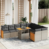 Set Divano da Giardino 10 pz con Cuscini Grigio in Polyrattan