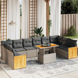 Set Divani da Giardino 11 pz con Cuscini in Polyrattan Grigio