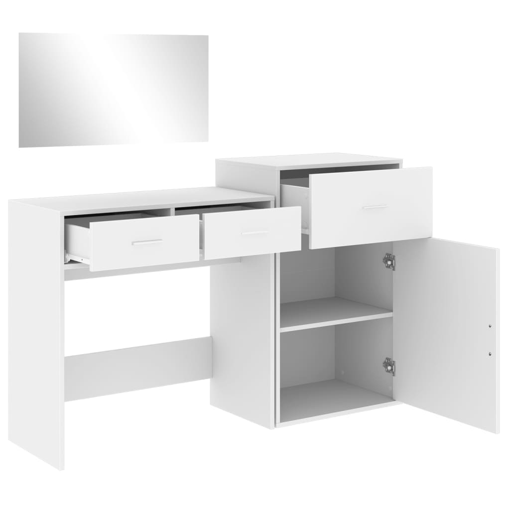 Set da Toeletta 3 pz Bianco in Legno Multistrato