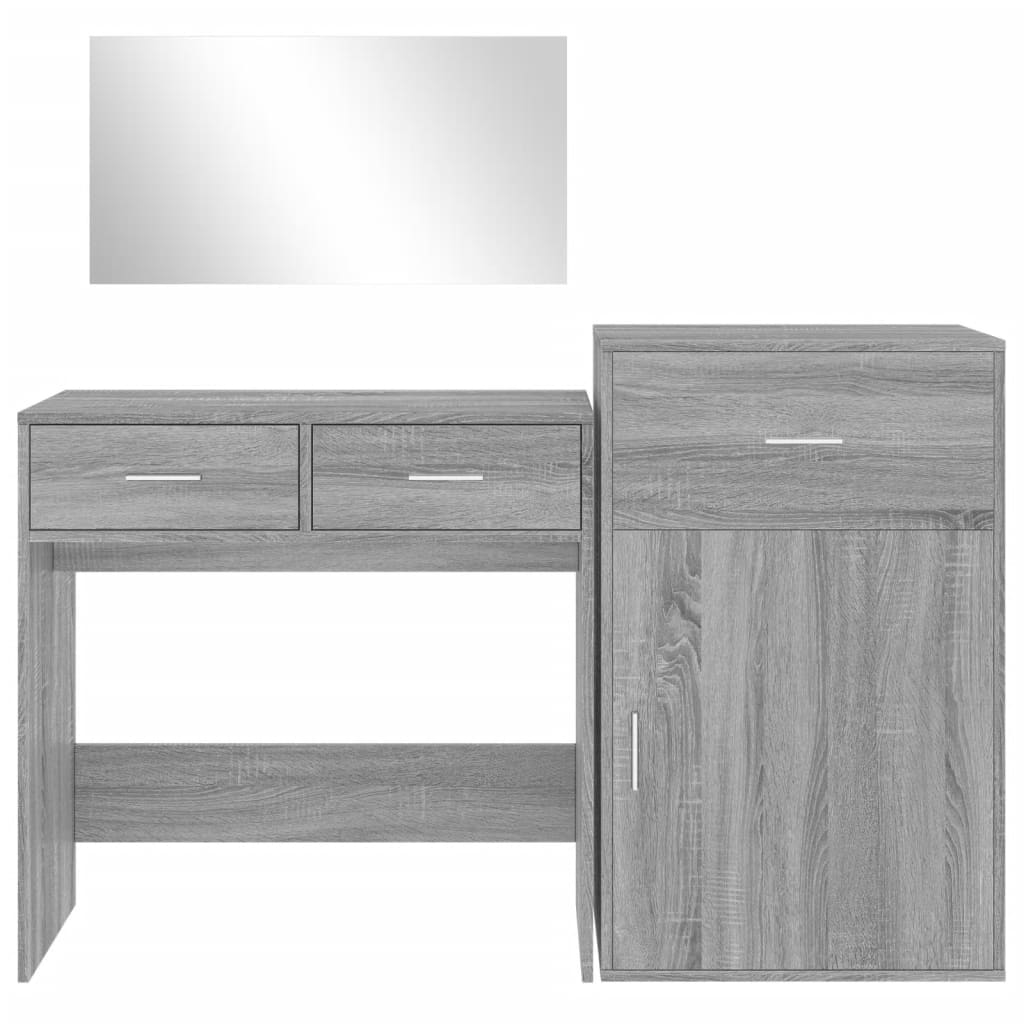 Set da Toeletta 3 pz Grigio Sonoma in Legno Multistrato