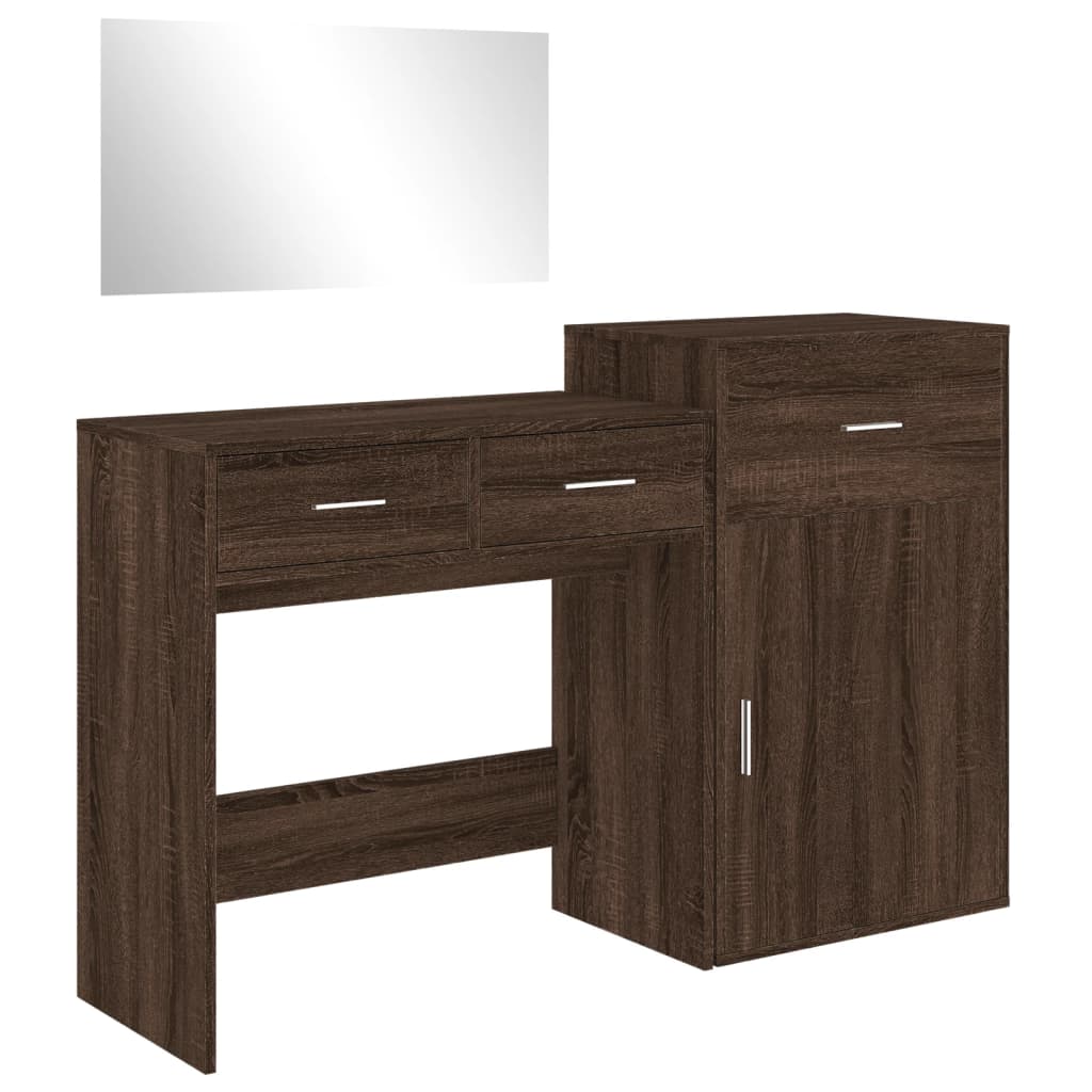 Set da Toeletta 3 pz Rovere Marrone in Legno Multistrato