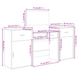 Set da Toeletta 4 pz Nero in Legno Multistrato