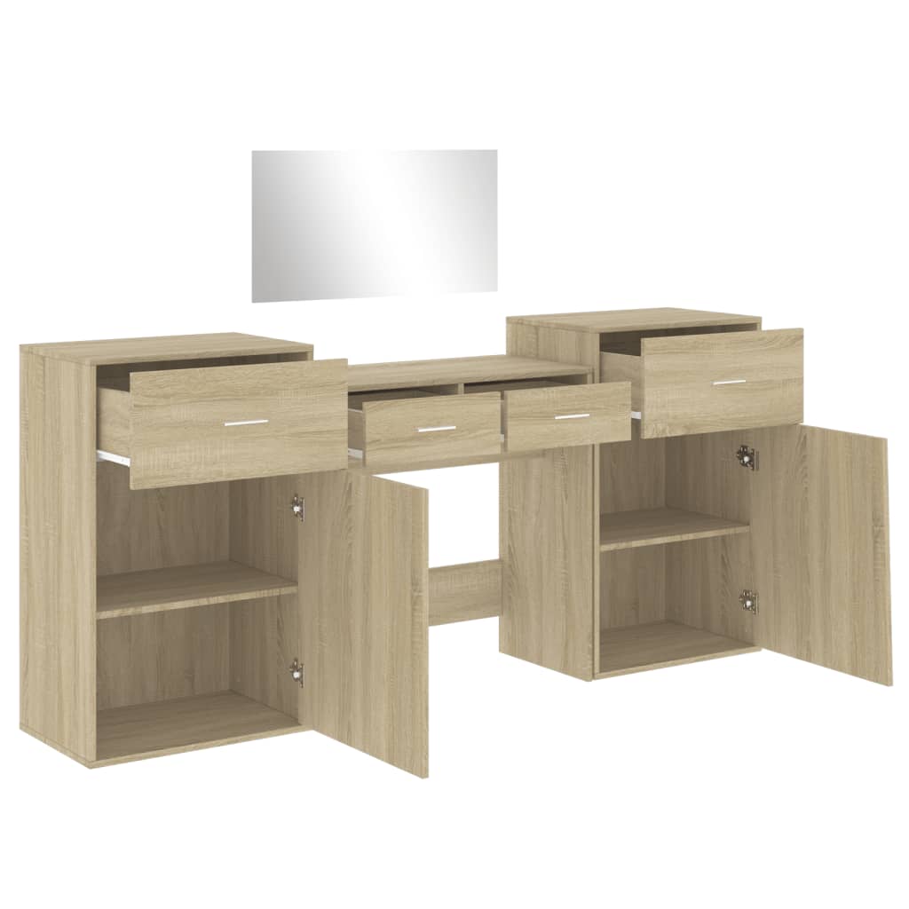 Set da Toeletta 4 pz Rovere Sonoma in Legno Multistrato