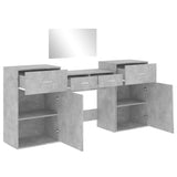 Set da Toeletta 4 pz Grigio Cemento in Legno Multistrato