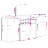 Set da Toeletta 4 pz Grigio Cemento in Legno Multistrato