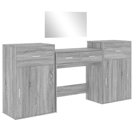 Set da Toeletta 4 pz Grigio Sonoma in Legno Multistrato