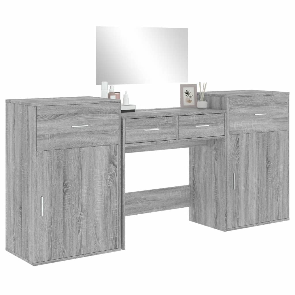 Set da Toeletta 4 pz Grigio Sonoma in Legno Multistrato