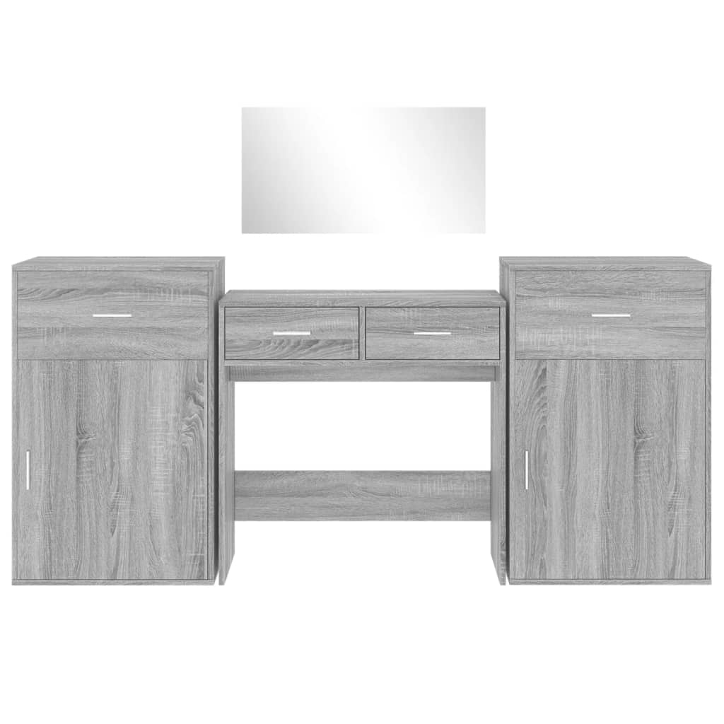 Set da Toeletta 4 pz Grigio Sonoma in Legno Multistrato