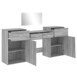 Set da Toeletta 4 pz Grigio Sonoma in Legno Multistrato