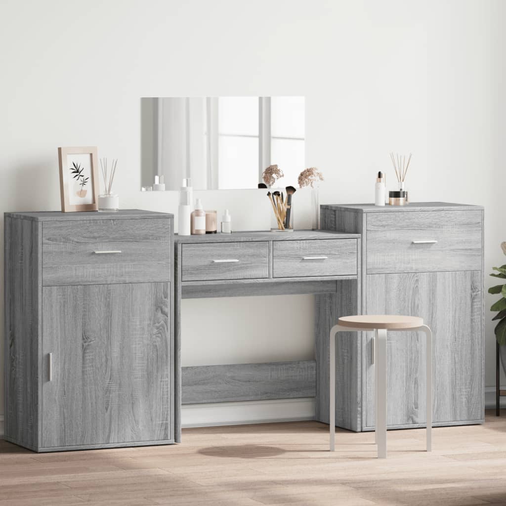 Set da Toeletta 4 pz Grigio Sonoma in Legno Multistrato