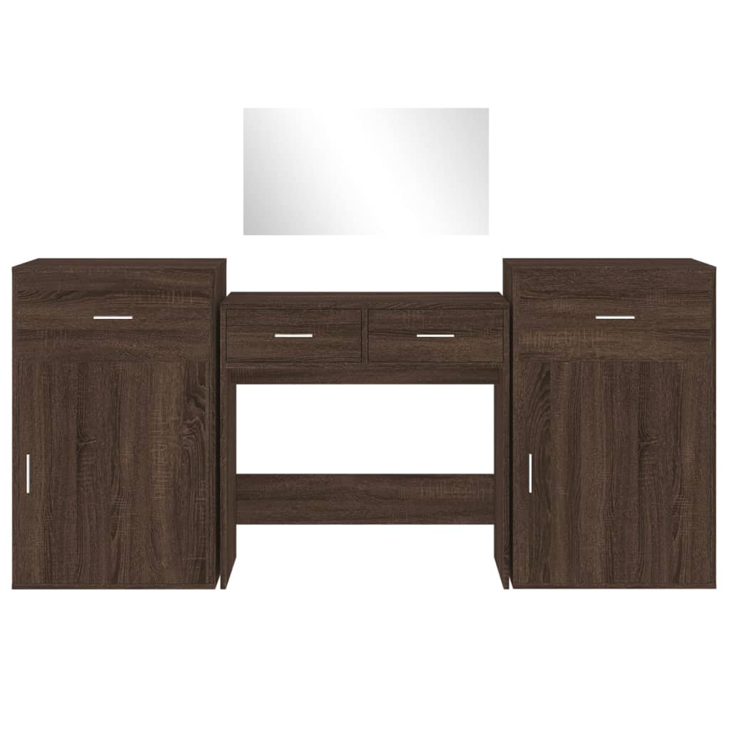 Set da Toeletta 4 pz Rovere Marrone in Legno Multistrato