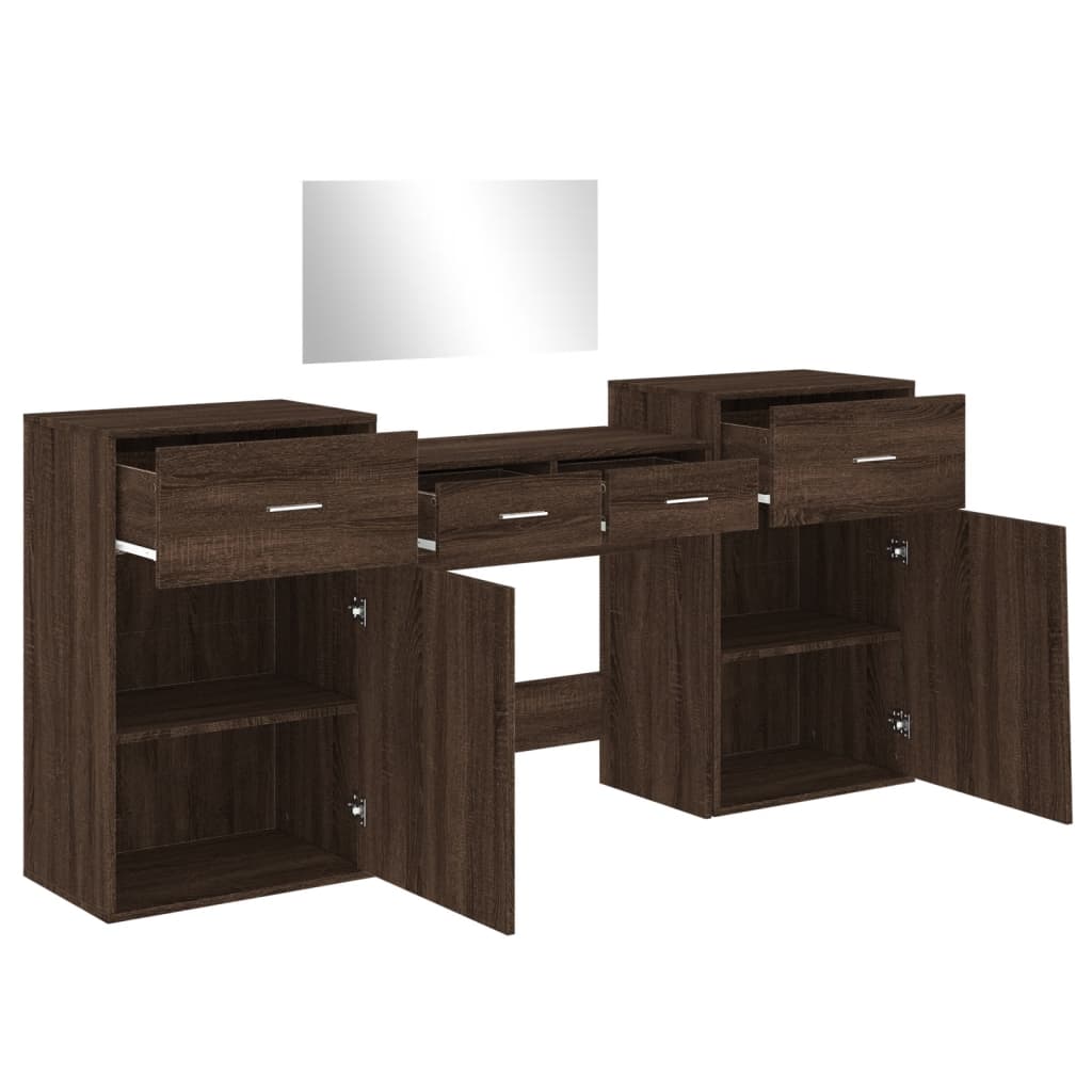 Set da Toeletta 4 pz Rovere Marrone in Legno Multistrato