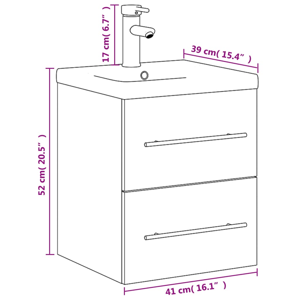 Mobile da Bagno con Lavabo Integrato Nero