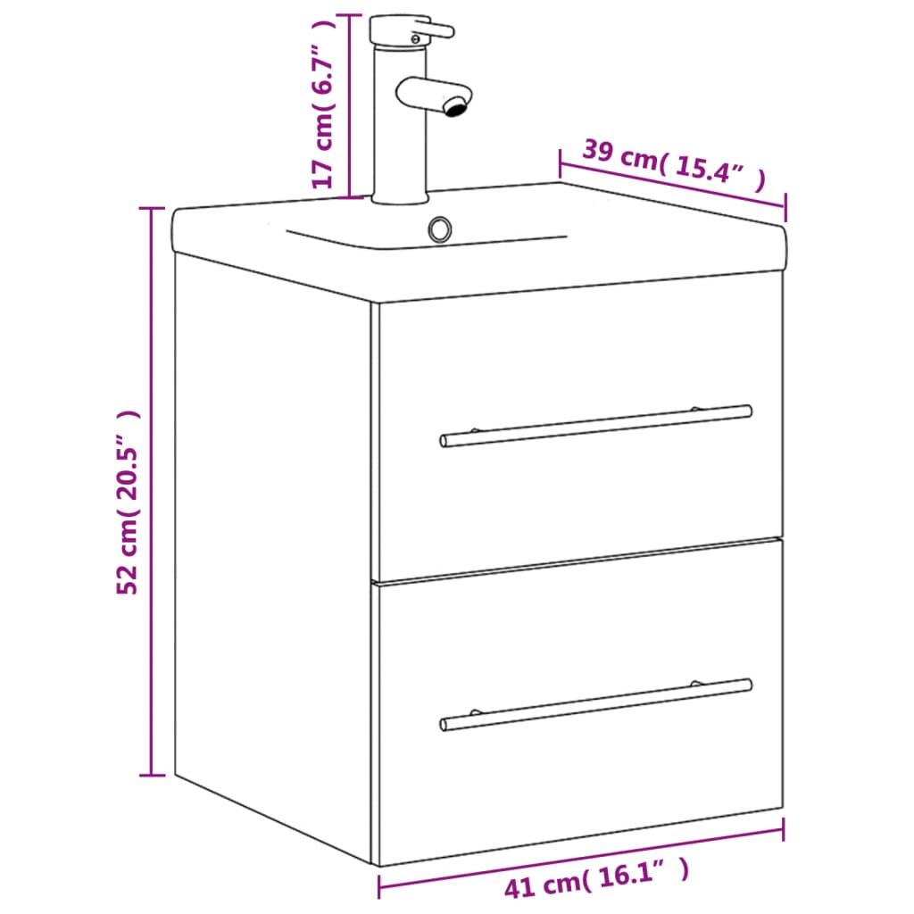 Mobile da Bagno con Lavabo Integrato Grigio Cemento