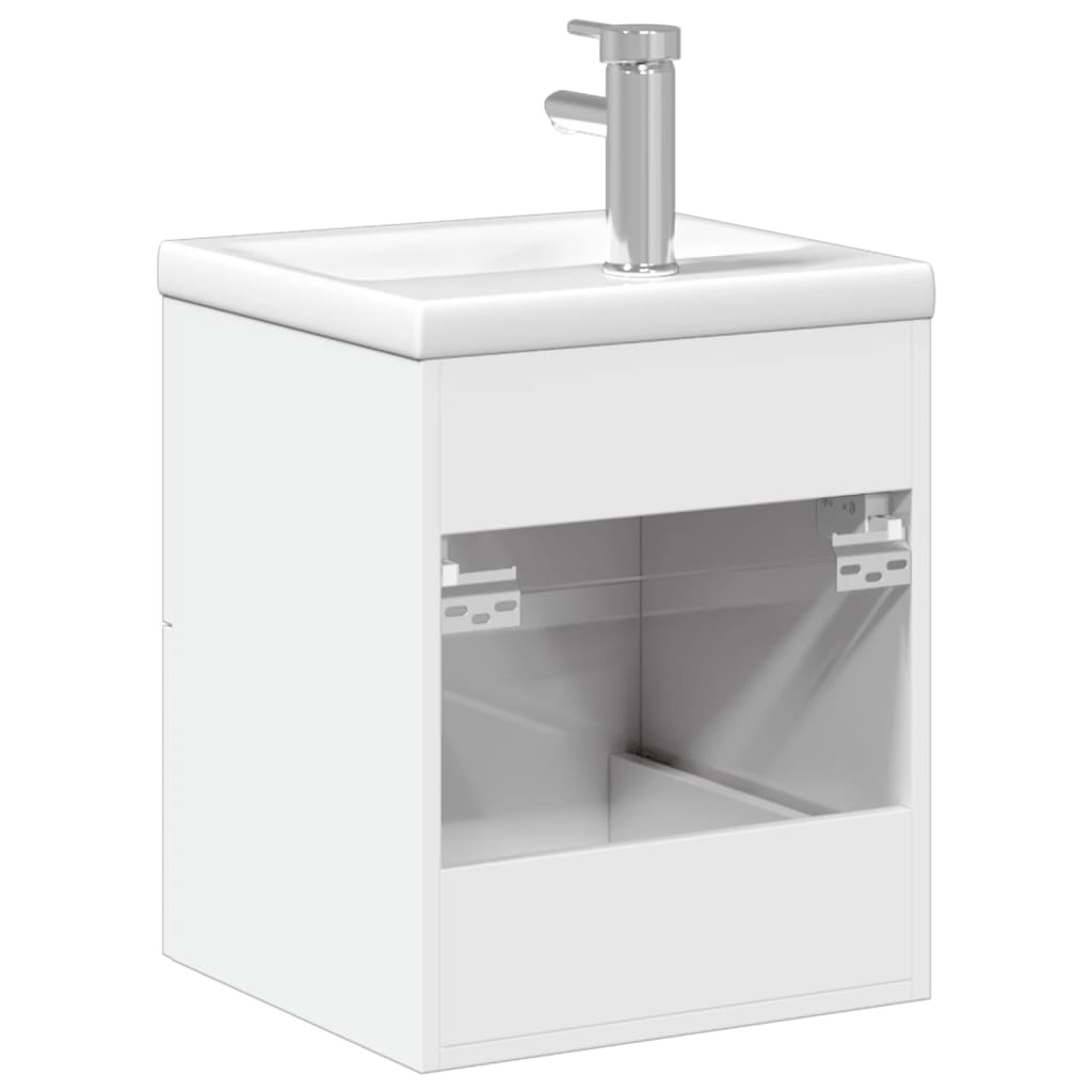 Mobile da Bagno con Lavabo Integrato Bianco Lucido