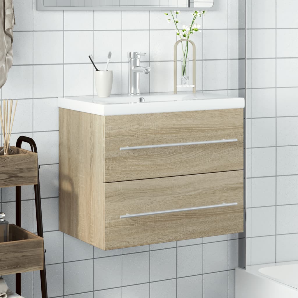 Mobile da Bagno con Lavabo Integrato Rovere Sonoma