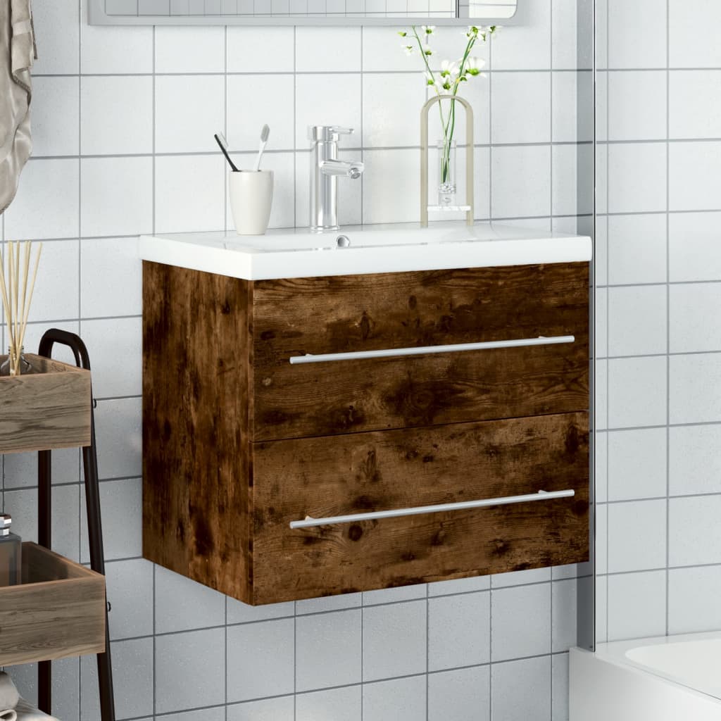 Mobile da Bagno con Lavabo Integrato Rovere Fumo