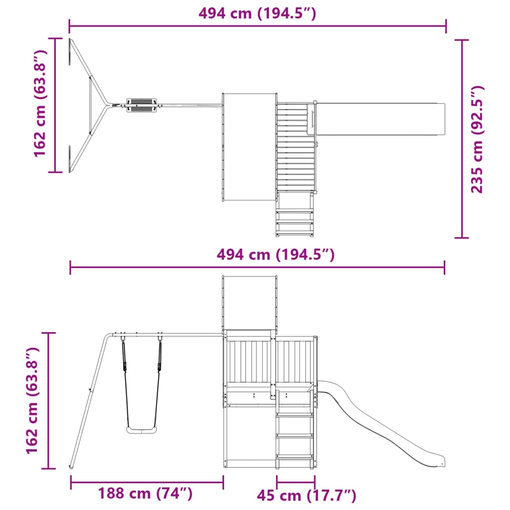 Set da Gioco da Esterno in Legno Massello di Douglas