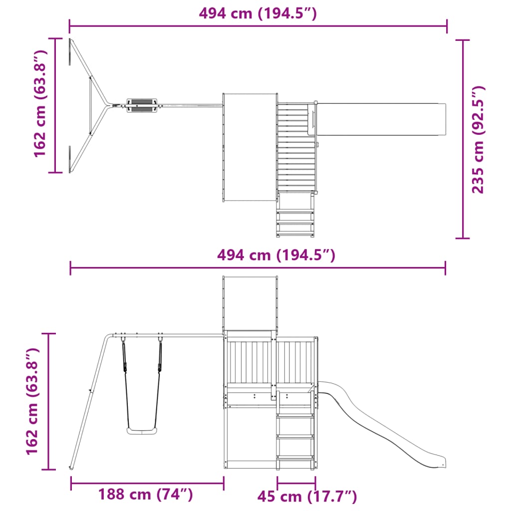 Set da Gioco da Esterno in Legno di Pino Impregnato