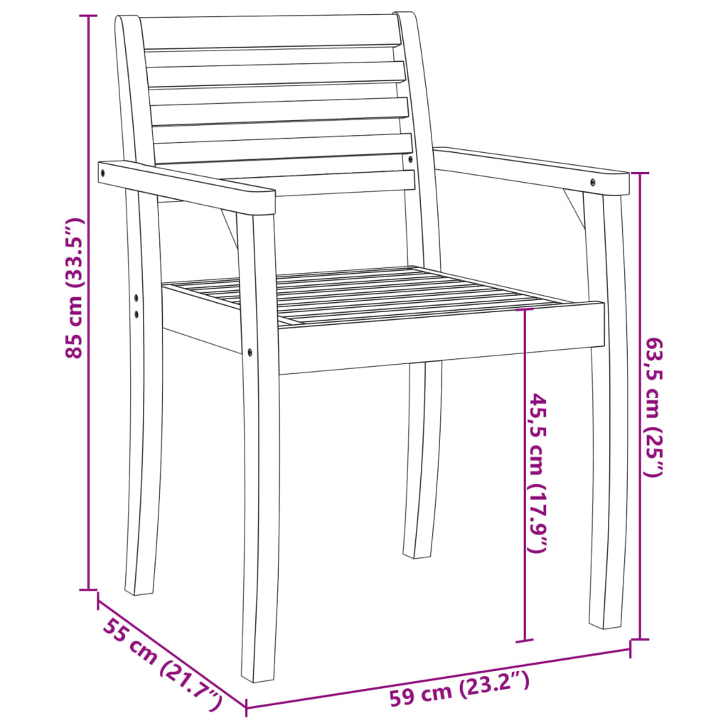 Sedie da Giardino 4 pz 59x55x85 cm Legno Massello di Acacia