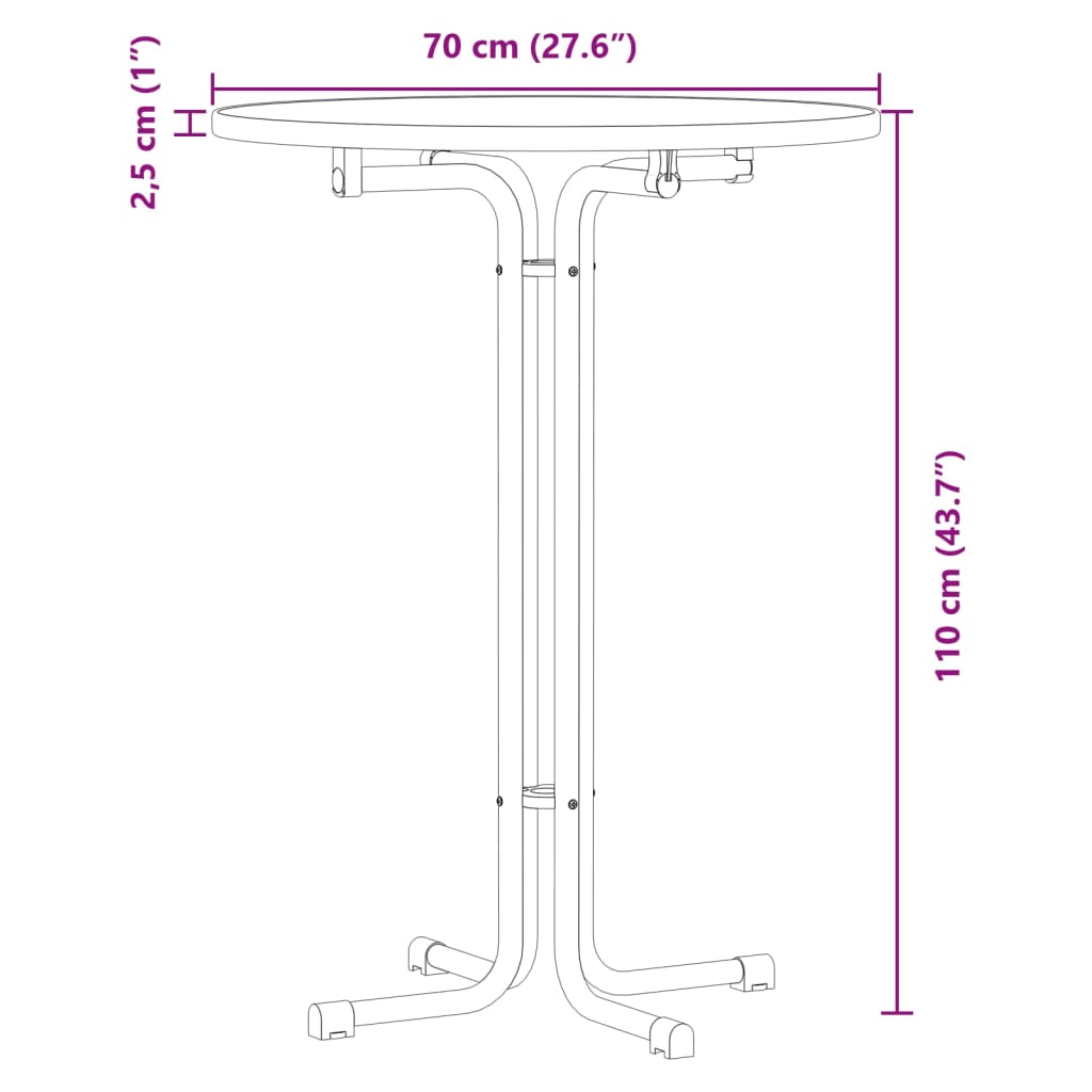 Tavolo da Pranzo Nero Ø70x110 cm Legno Multistrato e Acciaio