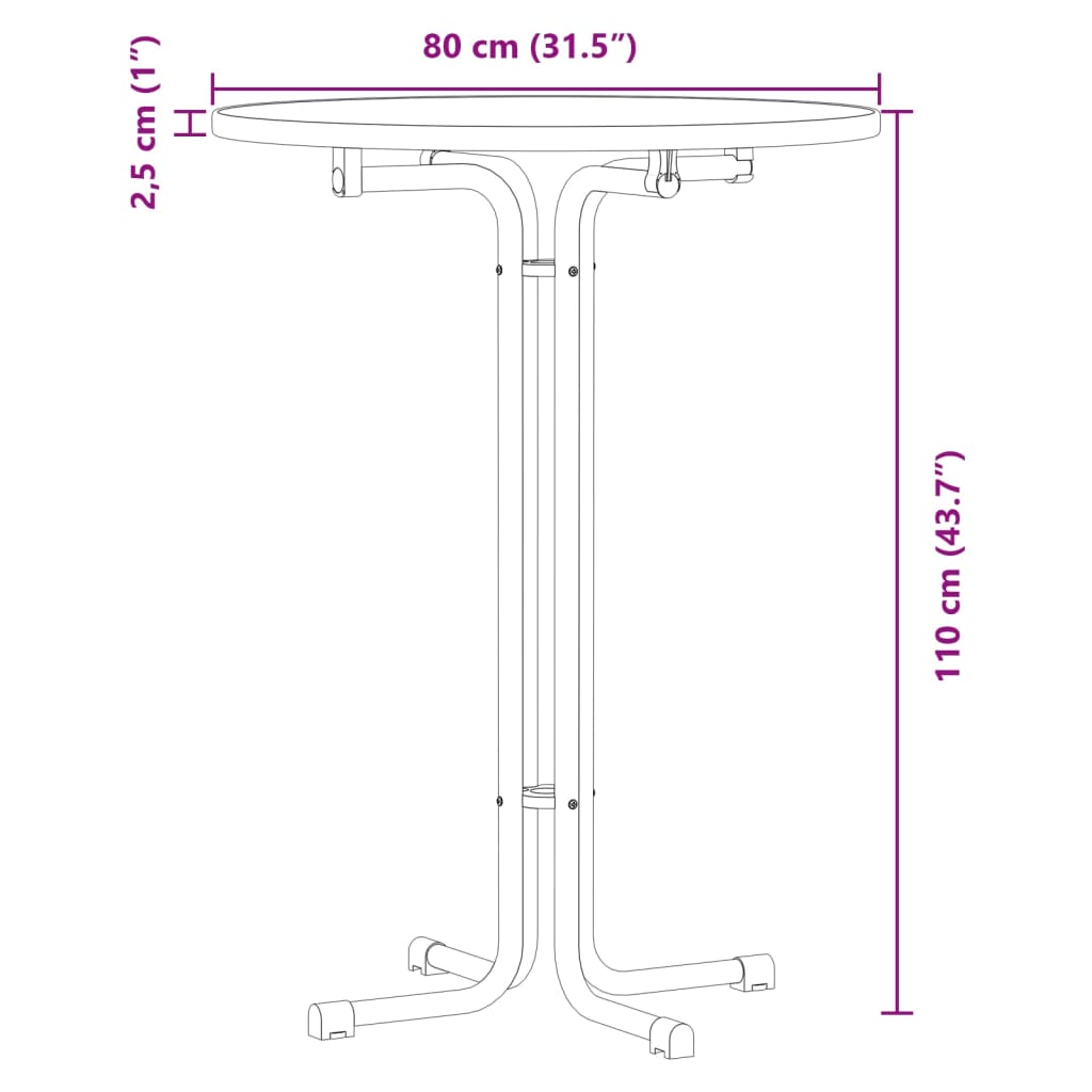 Tavolo da Pranzo Bianco Ø80x110 cm Legno Multistrato e Acciaio