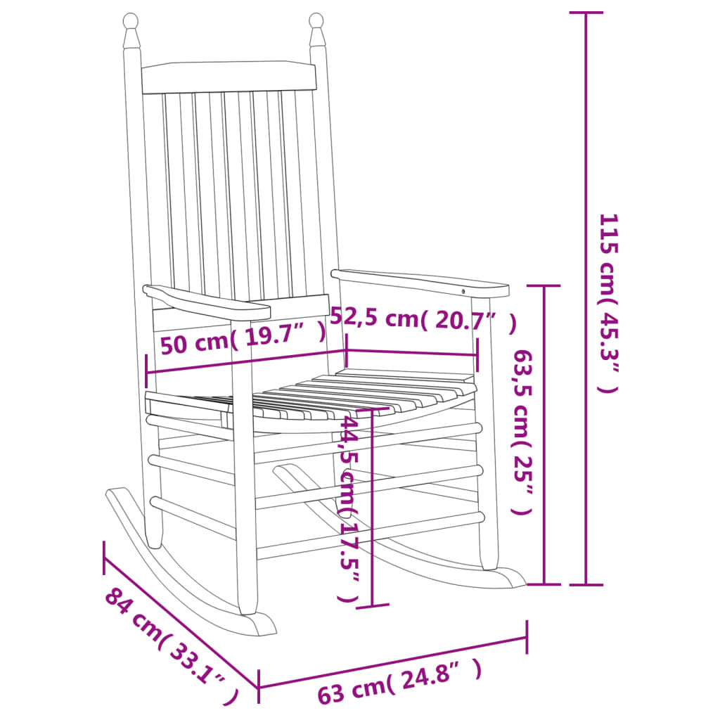 Sedie a Dondolo Sedute Curve 2 pz Bianche Legno Massello Abete