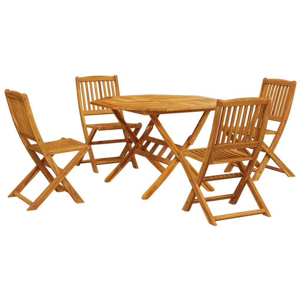 Set Pranzo da Giardino Pieghevole 5pz Legno Massello di Acacia