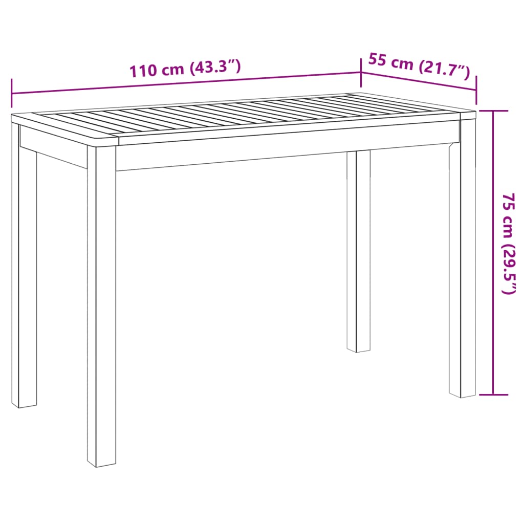 Set da Pranzo per Giardino 3 pz in Legno Massello di Acacia