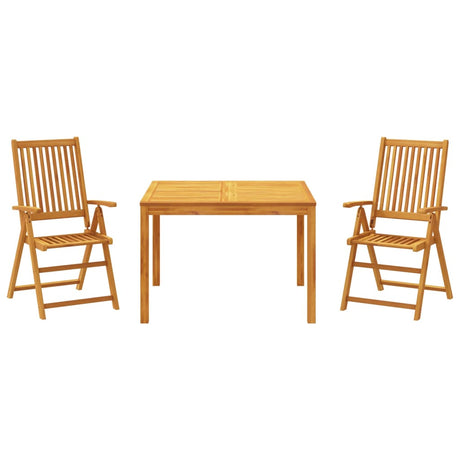 Set da Pranzo per Giardino 3 pz in Legno Massello di Acacia