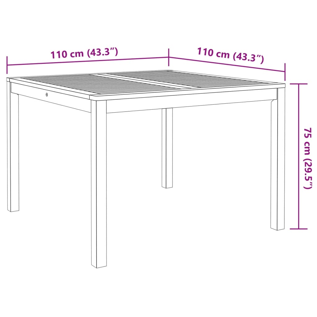 Set da Pranzo per Giardino 3 pz in Legno Massello di Acacia