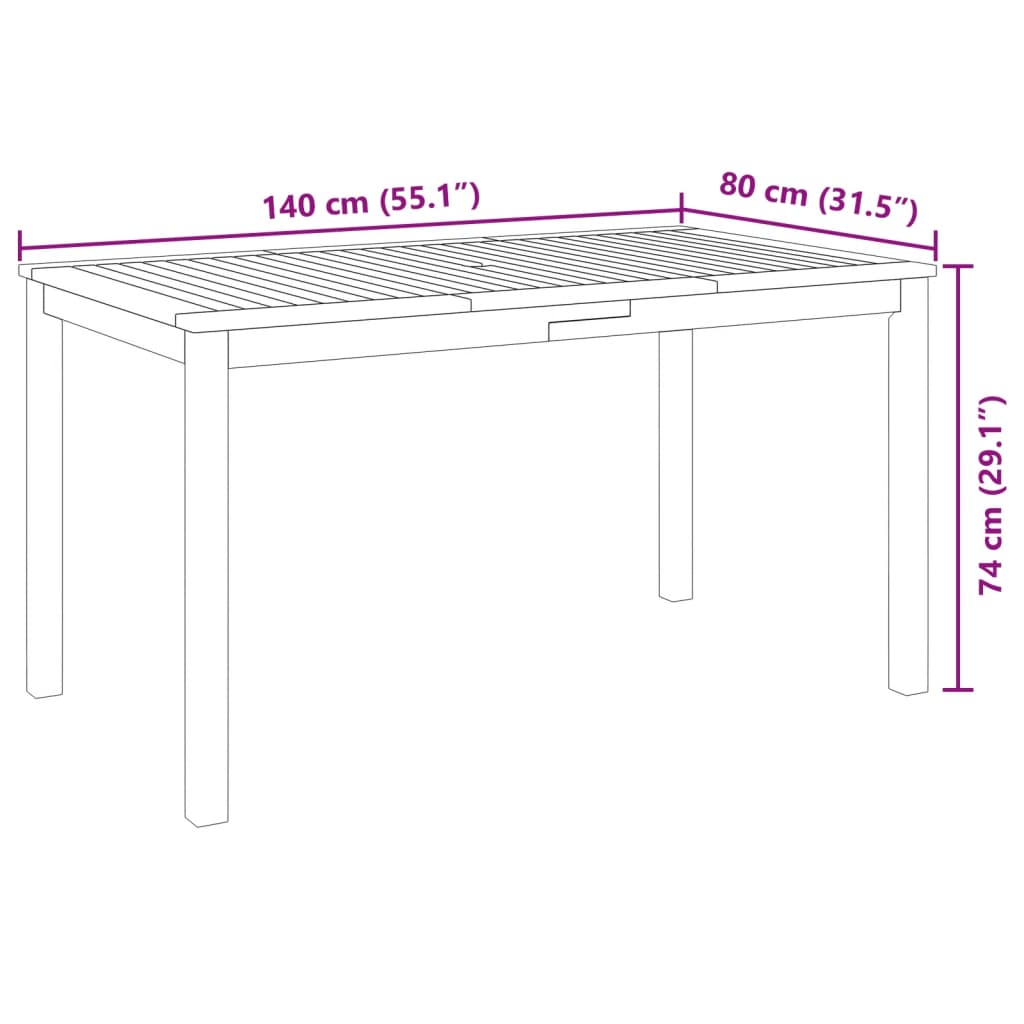 Set da Pranzo per Giardino 5 pz in Legno Massello di Acacia