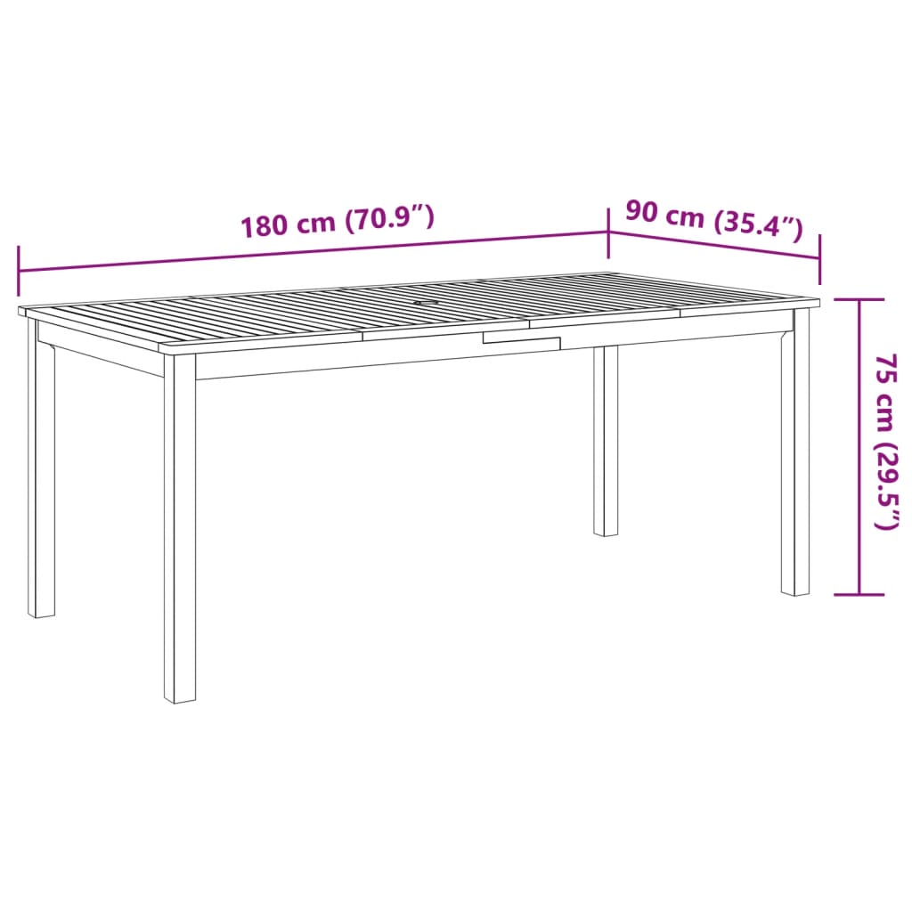 Set da Pranzo da Giardino 7 pz in Legno Massello di Acacia