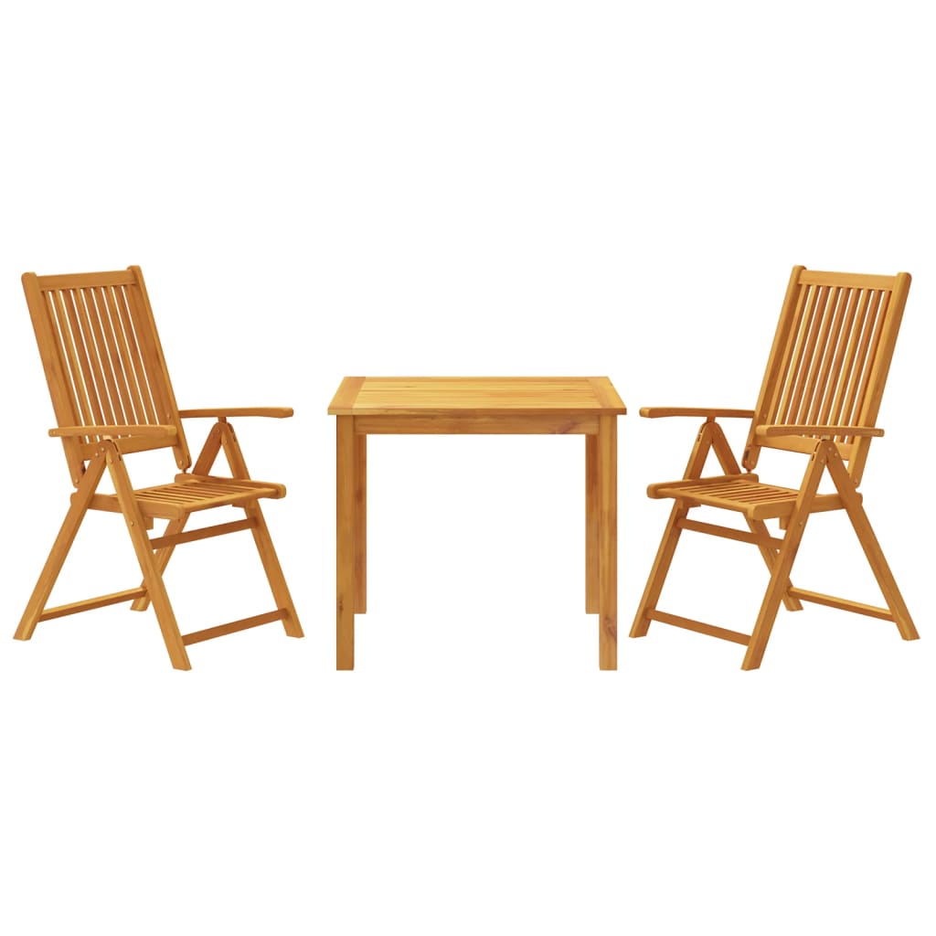 Set da Pranzo per Giardino 3 pz in Legno Massello di Acacia